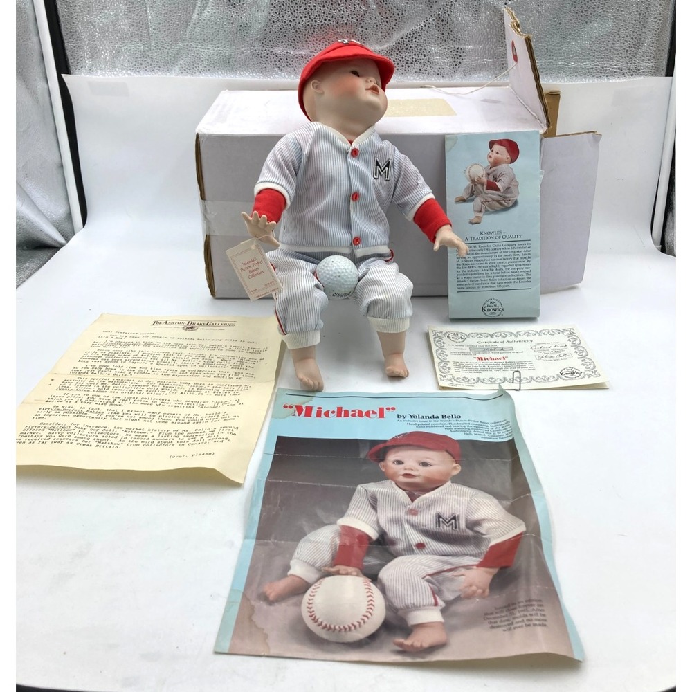 Vintage '91 ASHTON DRAKE Porcelain Baseball Player Michael w/ Certificate